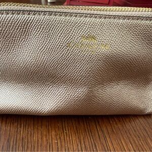 Coach Gold Leather Zip Pouch